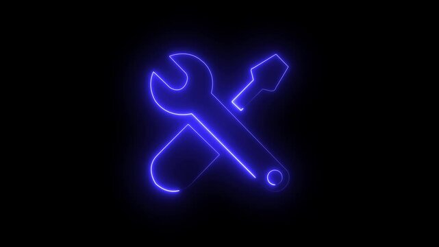 Glowing neon line setting icon with spinning gears icon animated. Technology setting icon concept. Settings Gear Icons - A Vibrant Array for UI Design. Spinning gears, glowing neon setting icon. 