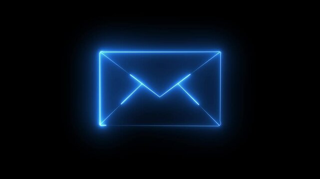 sign color neon mail envelope icon animated on black background. Message box animation icon conversation notice receive massage animated sign symbol on black background