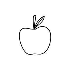a line art drawing of a red apple coloring page