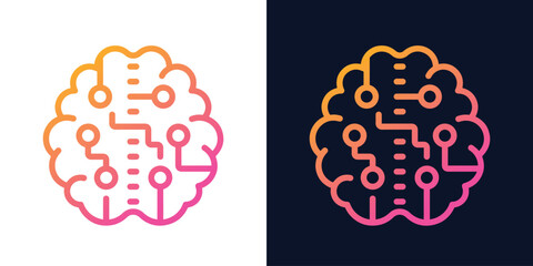 Artificial Intelligence AI Chip in Human Head. Artificial Intelligence icon with Machine learning, digital skills, generative AI, AI technology, algorithm, virtual intelligence and future