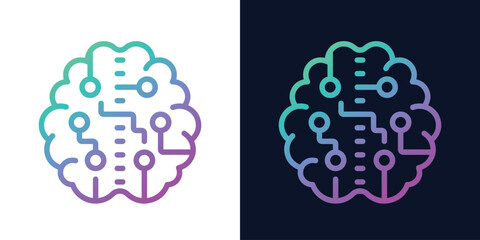 Artificial Intelligence AI Chip in Human Head. Artificial Intelligence icon with Machine learning, digital skills, generative AI, AI technology, algorithm, virtual intelligence and future