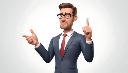 3D Cartoon Businessman Presentation Illustration