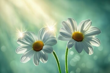 Naklejka premium Delicate Daisies bathed in Sunlight, a serene nature scene