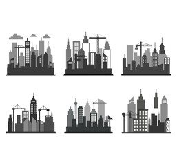 Urban high rise building silhouette