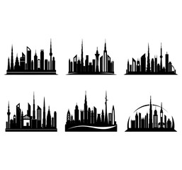 Fototapeta premium Silhouette buildings. City skyline with reflex.
