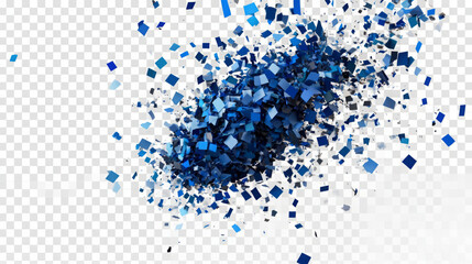 Obraz premium dynamic abstract blue square confetti explosion background with high-resolution 3d render of realistic particles and digital art texture for geometric celebration design