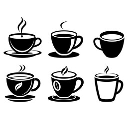 Coffee cups vector set. Coffee tea drink logo idea. Cup logo idea.