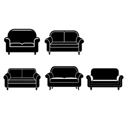 sofa icon set in flat style. furniture vector illustration isolated on white background. interior business concept