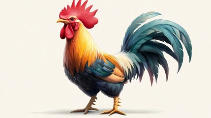 Fototapeta premium Majestic Roaring Chicken Poultry Rooster Animal Wide Angle