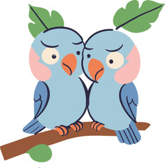Fototapeta premium two blue birds sitting on a branch