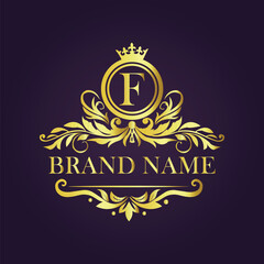 Luxury Gold Monogram Logo - Letter F