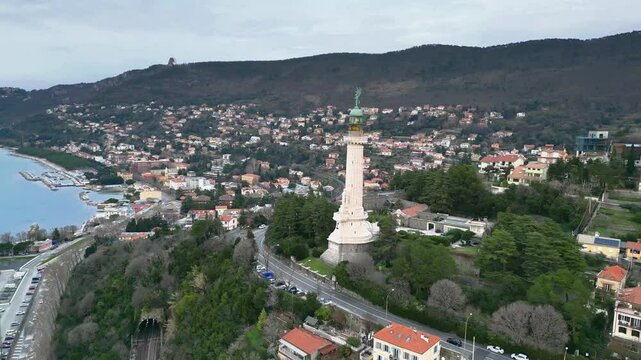 Victory Lighthouse. Historical monument of Trieste and its city