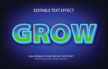 Grow  editable text effect, 3D editable text template.	