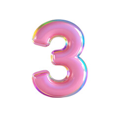     3  Number  colorful glass material