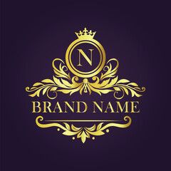 Luxury Gold Monogram Logo - Letter N
