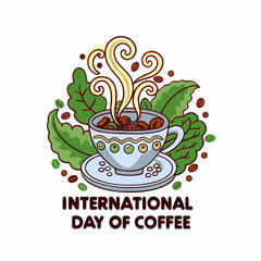 hand drawn design international day of coffee 