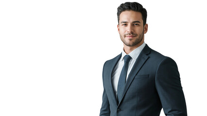 Portrait of a smiling handsome businessman in suit, isolated on transparent background