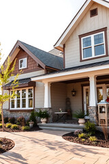 Luxury Home Exterior: Modern Architectural Design, Landscaping, and Pathway