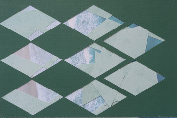 machine-cut paper with diamond or rhombus form cutouts