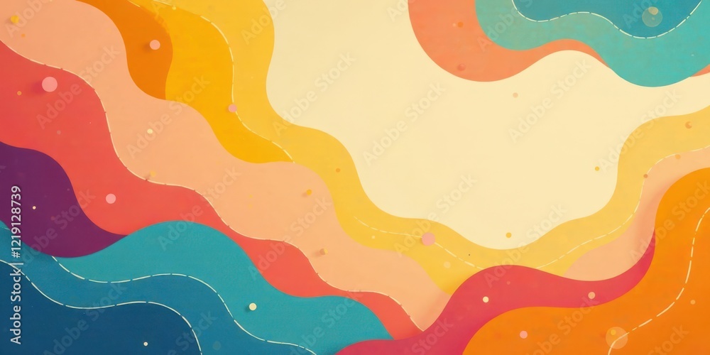 Aufkleber Abstract Colorful Wavy Design with Pastel Hues and Floating Dots A Vibrant Background for Modern Projects