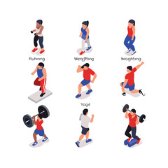 Fototapeta premium physical activity isometric set vector