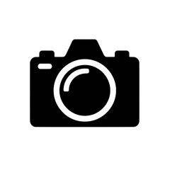 Camera Icon: A simple yet powerful camera icon in solid black, perfect for use in design projects, websites, and applications. It represents photography, capturing memories, and digital technology.