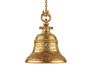 Isolated Ornate Gold Bell with Floral Details