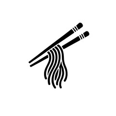 Noodles & Chopsticks: A simple yet powerful icon depicting chopsticks gripping a delicious serving of noodles, perfect for representing Asian cuisine, food blogs, or culinary-themed designs.
