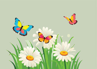 butterflies and flowers vector