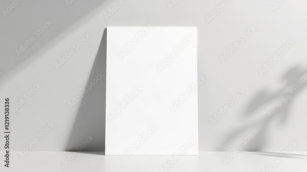 Poster blank vertical poster mockup with subtle shadow play on a minimalist white background