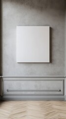 Minimalist interior with blank canvas for art.