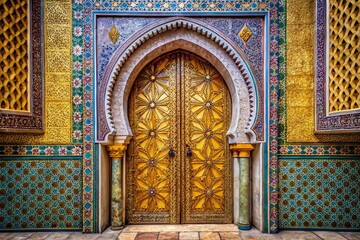 Moroccan Golden Door: Intricate Ceramic Tilework & Architectural Detail