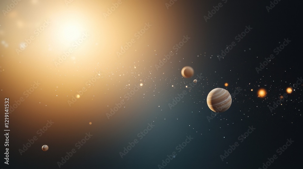 Wall mural celestial bodies in orbit representing different elements of space and cosmic beauty at varying dist