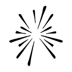 a black and white drawing of a starburst
