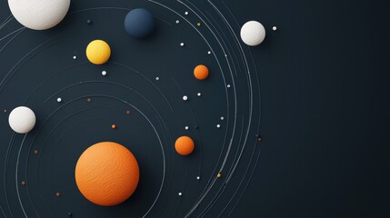 Digital Representation of Celestial Bodies in Orbit against a Dark Background