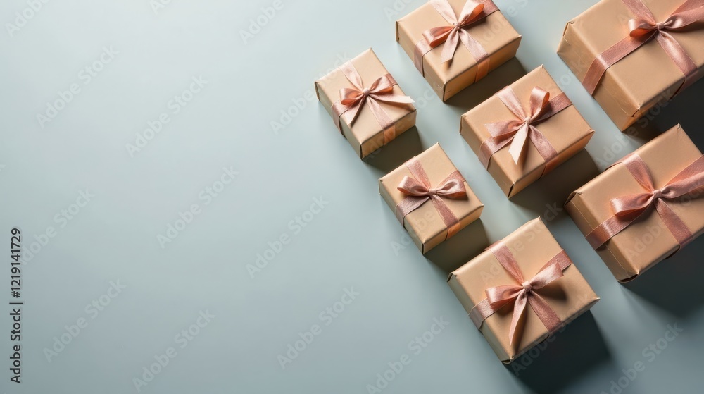 Poster Elegant Pastel Presents Arranged in a Stylish Pattern on a Subtle Background