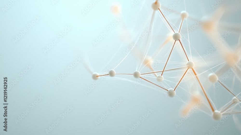 Poster ethereal representation of connected lines and nodes in a soft abstract background