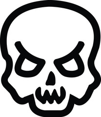 Outline skull emoji icon, with editable stroke. Skull emoticon silhouette , skeleton head pictogram. Skull face, danger and death, poison and toxic, dead pirate. Vector icon