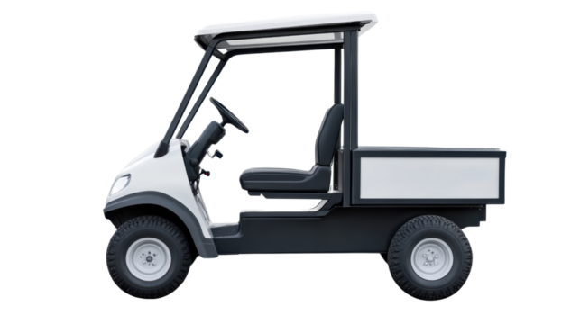 Electric Utility Vehicle with Open Cargo Space Suitable for Various Commercial and Industrial Applications, Featuring a Modern and Compact Design for Easy Maneuverability