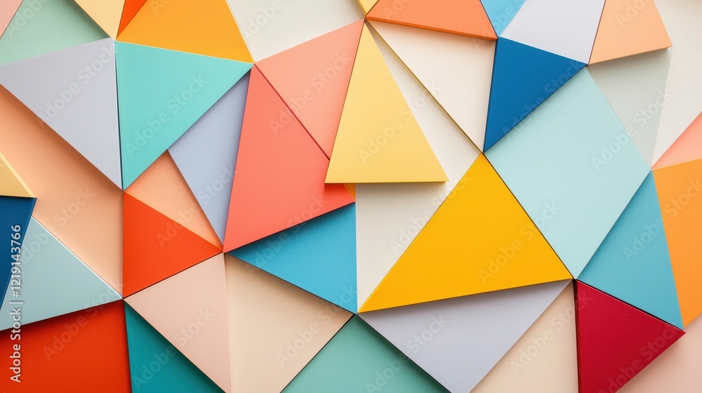 Poster jagged triangular forms in contrasting colors creating a dynamic geometric background design