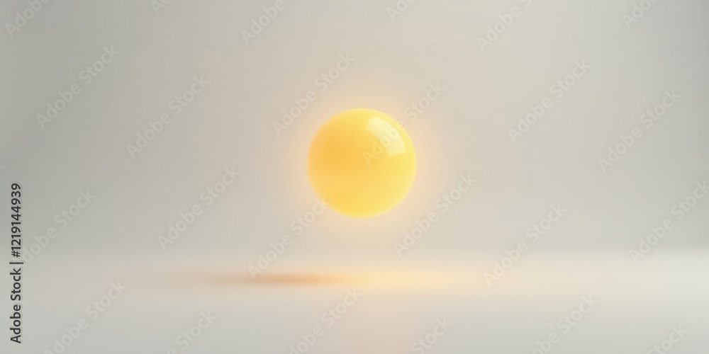 Aufkleber a single, luminous yellow orb floats serenely in a minimalist, neutral-toned setting, casting a soft