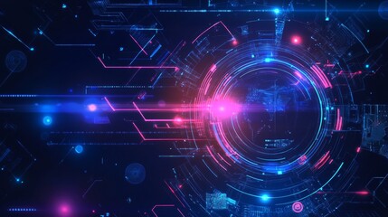 Futuristic cyberspace gaming background with glowing geometric shapes and digital network elements in a high-tech virtual environment


