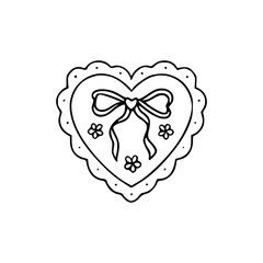 romantic heart with ribbon outline design