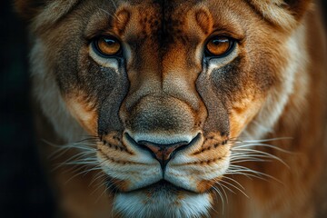 Fototapeta premium Closeup of Majestic Lion Eyes Revealing Intensity and Focus in Natural Habitat. Generative AI