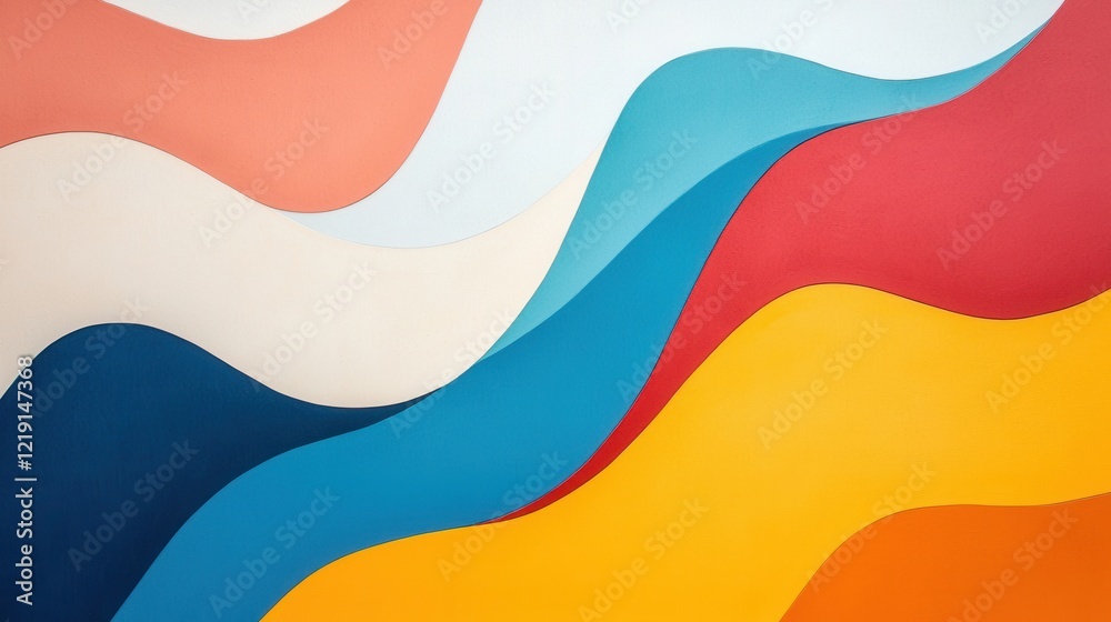 Poster Vibrant Zigzagging Lines in Colorful Patterns Creating a Reflective and Dynamic Visual Experience
