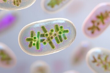 Detailed view of mitochondria showing intricate structures and functions important for cellular energy production
