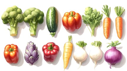 A colorful array of fresh vegetables and fruits
