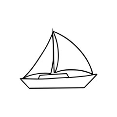 a line art drawing of a sailboat