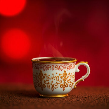cup of coffee on red