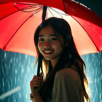 woman under umbrella